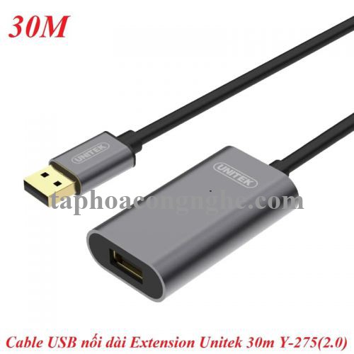 Unitek 98738 Y-275 30M Màu Xám Cáp USB 2.0 nối dài + cổng cấp nguồn 5V 30098738